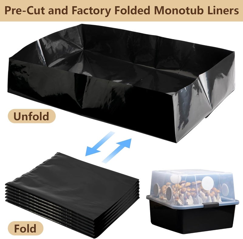 Adnee 15 Pcs Mushroom Monotub Liners-19" x 13" x 4" Monotub Liner Fit Up to 66 Quart Monotub-Monotub Plastic Liners for Mushroom Growing Supplies Liner Replacement - Image 4